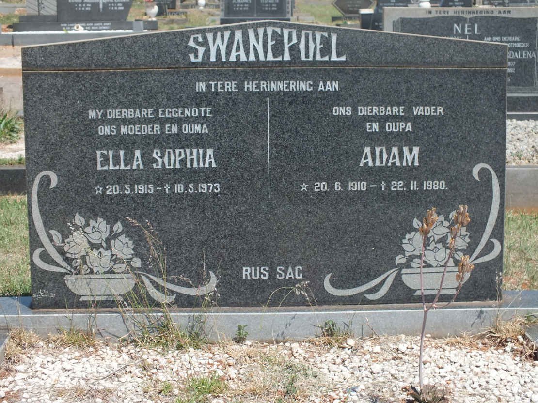SWANEPOEL Adam 1910-1980 &amp; Ella Sophia 1915-1973