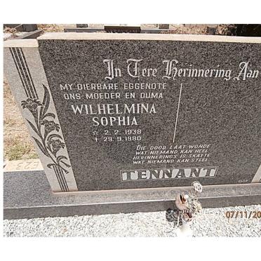 TENNANT Wilhelmina Sophia 1938-1980