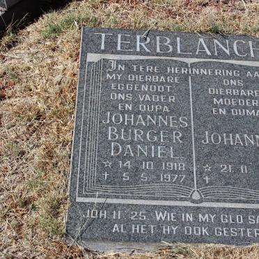 TERBLANCHE Johannes Burger Daniël 1918-1977 &amp; Johanna 1924-