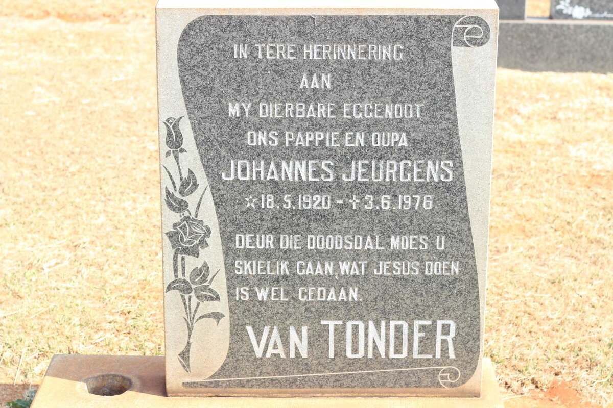 TONDER Johannes Jeurgens, van 1920-1976