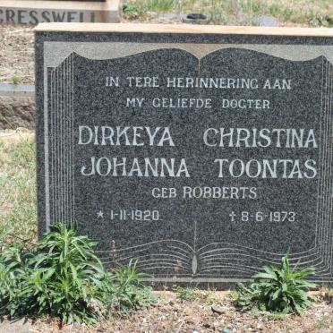 TOONTAS Dirkeya Christina Johanna nee ROBBERTS 1920-1973