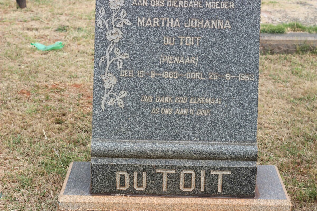 TOIT Martha Johanna, du nee PIENAAR 1863-1953