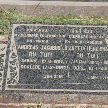 TOIT Andreas Jacobus, du 1887-1962 &amp; Jeanetta Hendrina CRAFFORD 1891-1969