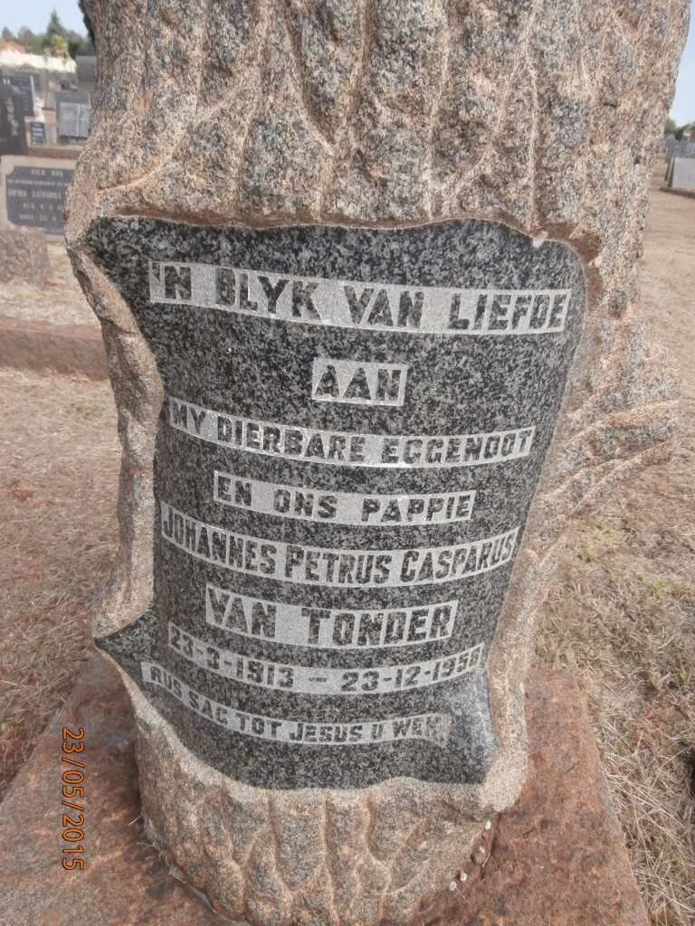 TONDER Johannes Petrus Casparus, van 1913-1956