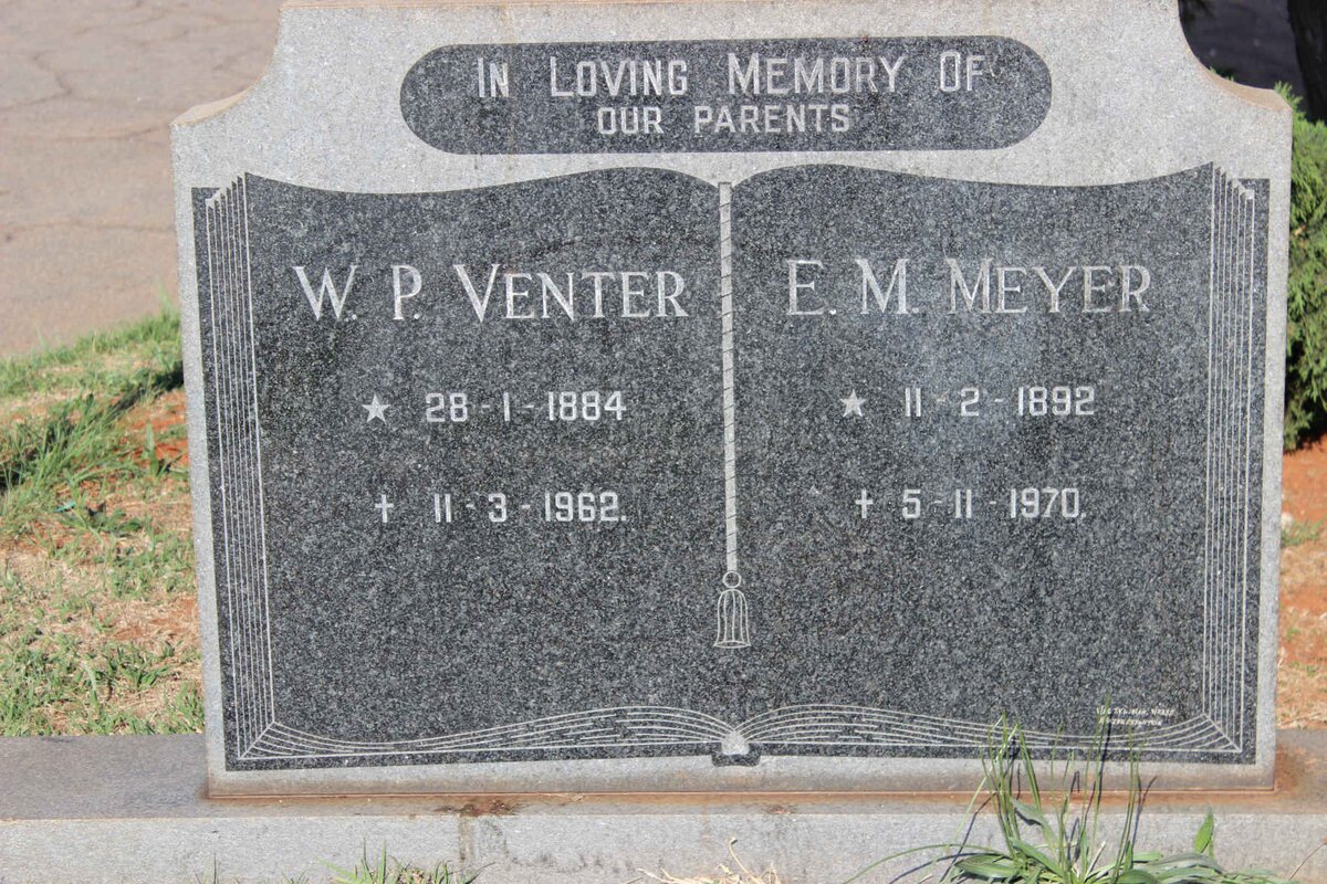 VENTER W.P. 1884-1963 &amp; E.M. MEYER 1892-1970