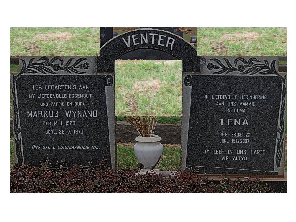 VENTER Markus Wynand 1920-1970 &amp; Lena 1922-2007