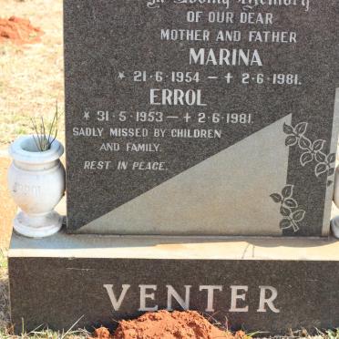 VENTER Errol 1953-1981 &amp; Marina 1954-1981