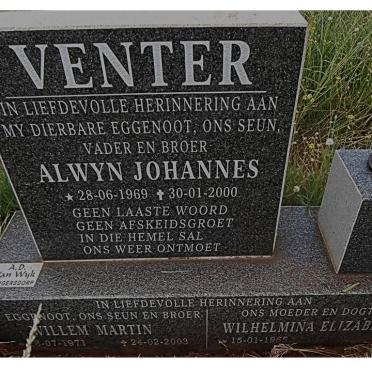 VENTER Alwyn Johannes 1969-2000 :: VENTER Willem Martin 1971-2003 :: VENTER Wilhelmina Elizabeth 1965-