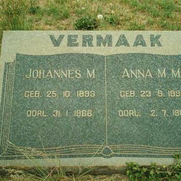VERMAAK Johannes M. 1893-1966 &amp; Anna M.M. 1898-1968
