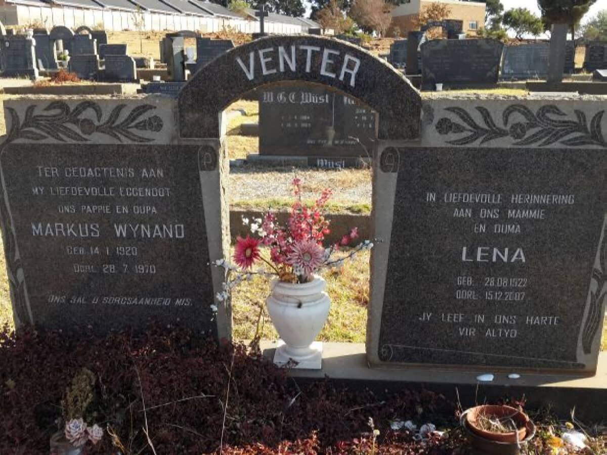 VENTER Markus Wynand 1920-1970 &amp; Lena 1922-2007
