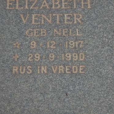 VENTER Elizabeth nee NELL 1917-1990