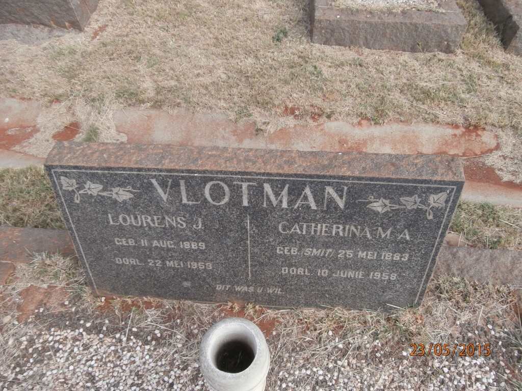 VLOTMAN Lourens J. 1889-1953 &amp; Catharina M.A. SMIT 1883-1958