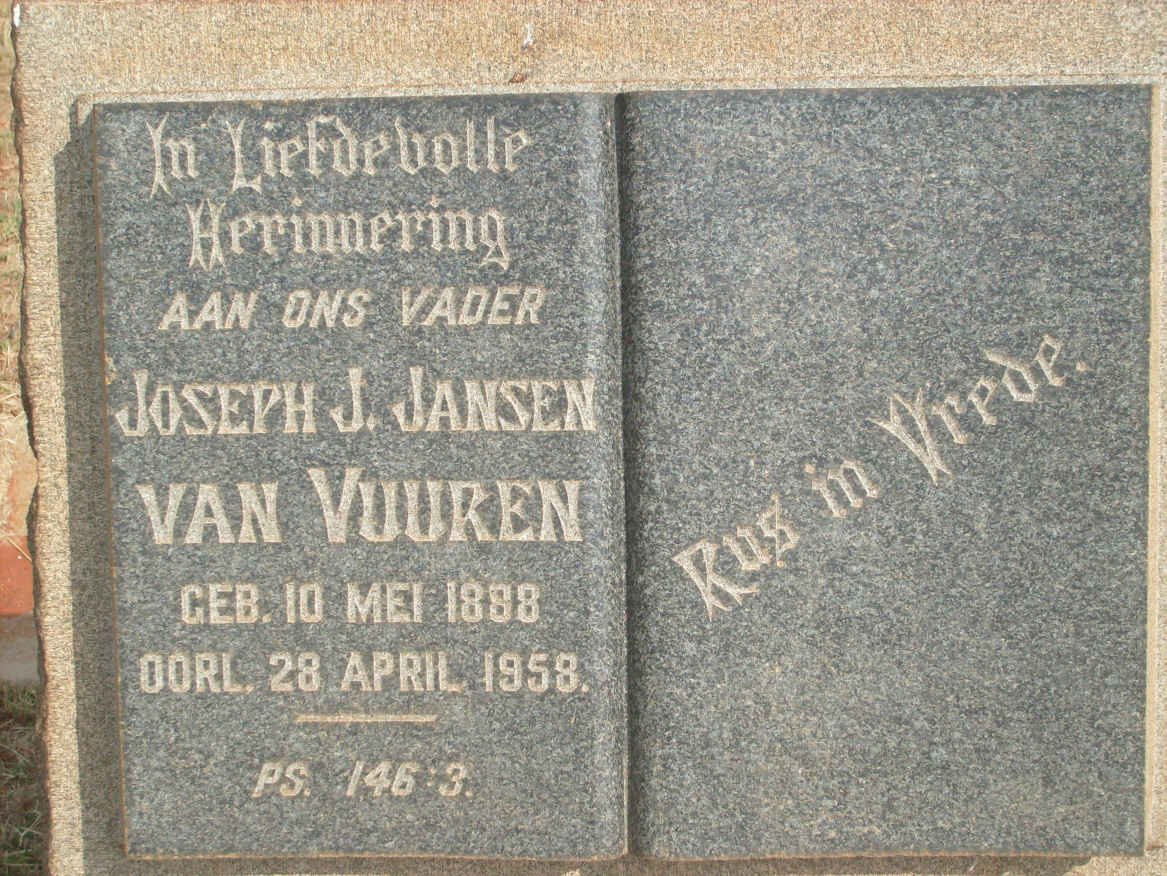 VUUREN Joseph J., Jansen van 1888-1958