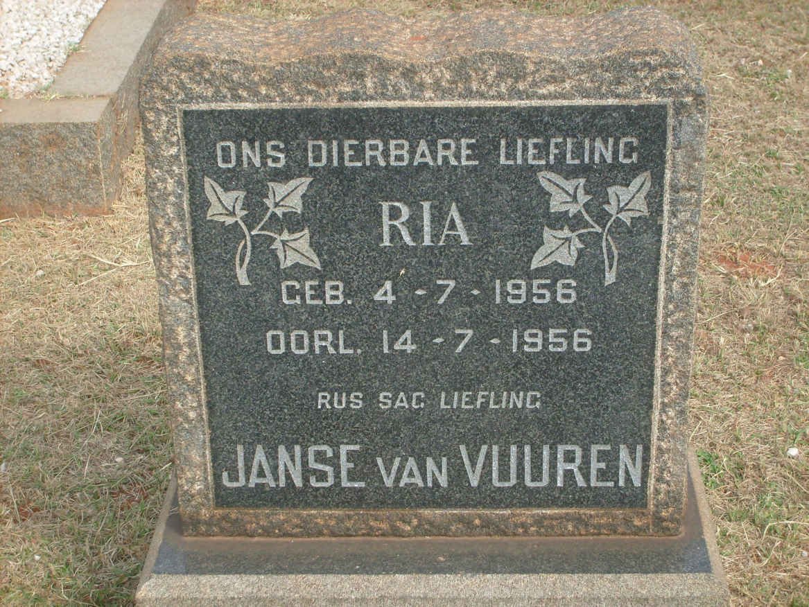 VUUREN Ria, Janse van 1956-1956