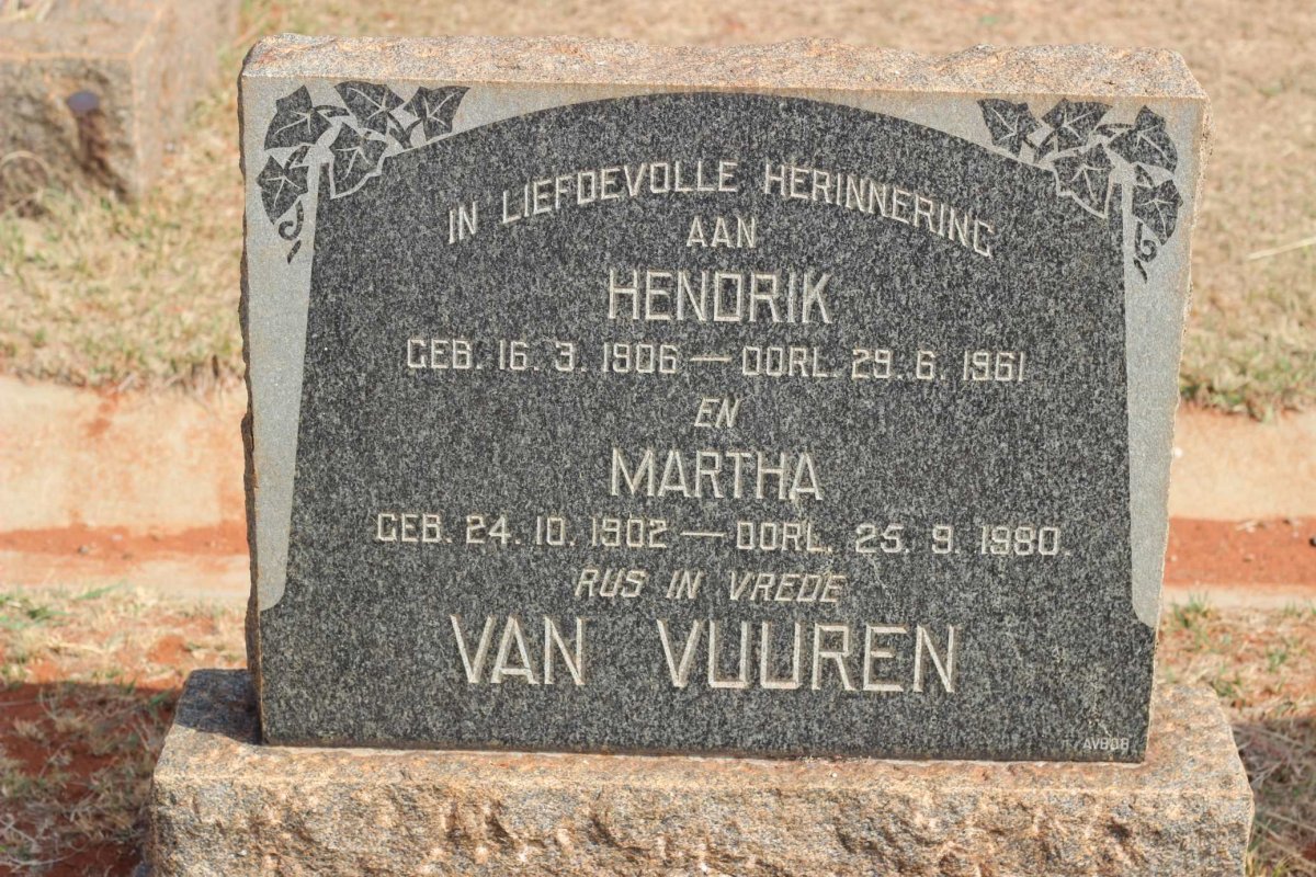 VUUREN Hendrik, van 1906-1961 &amp; Martha 1902-1980