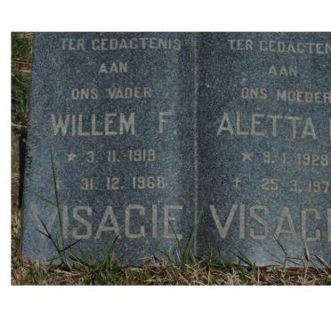 VISAGIE Willem F. 191?-1968 &amp; Aletta E. 1928-1978