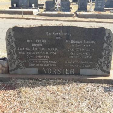 VORSTER Izak Stephanus 1874-1950 &amp; Johanna Jacoba Maria SCHUTTE 1874-1958