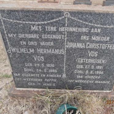 VOS Wilhelm Hermanus 1876-1956 &amp; Johanna Christoffelina ESTERHUIZEN 1881-1965