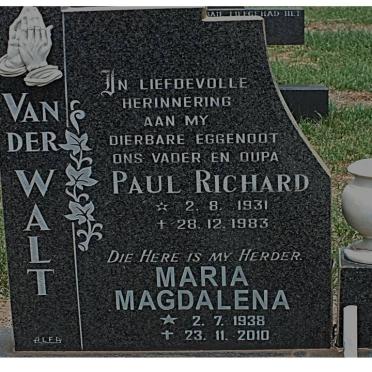 WALT Paul Richard, van der 1931-1983 &amp; Maria Magdalena 1938-2010