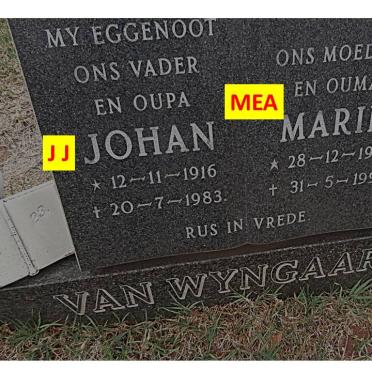 WYNGAARD Johan, van 1916-1983 &amp; Marie 1921-1994