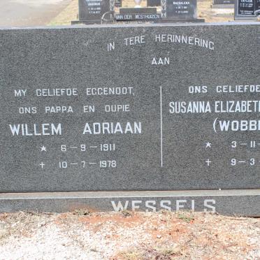 WESSELS Willem Adriaan 1911-1978 &amp; Susanna Elizabeth Gertruida 1910-1986