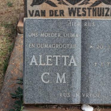 WESTHUIZEN Aletta C.M., van der 1912-1981