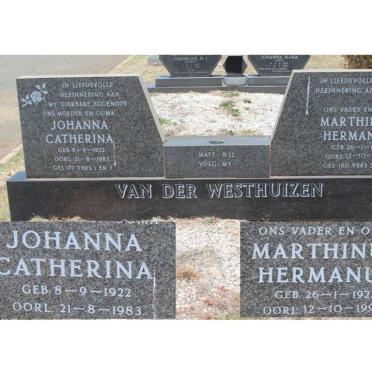 WESTHUIZEN Marthinus Hermanus, van der 1923-1992 &amp; Johanna Catharina 1922-1983