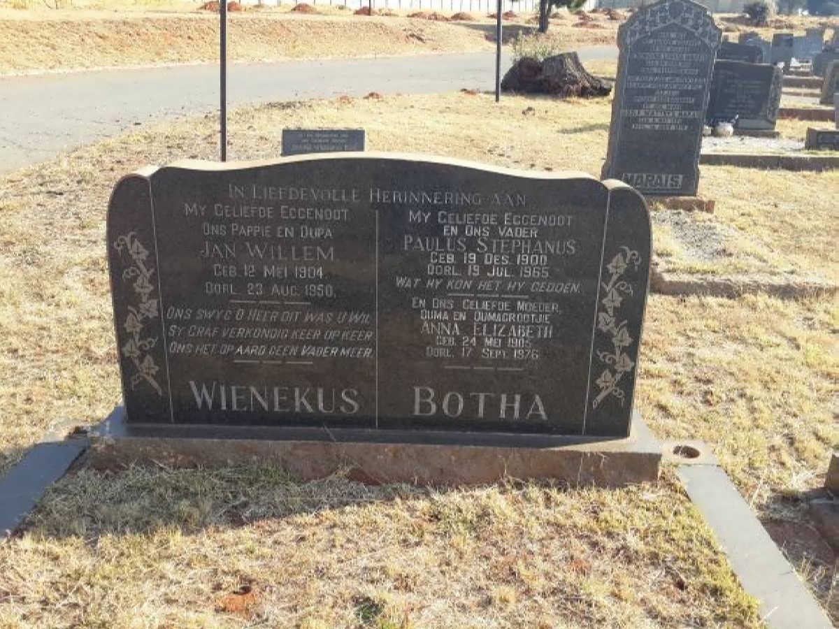 WIENEKUS Jan Willem 1904-1950 :: BOTHA Paulus Stephanus 1900-1965 &amp; Anna Elizabeth 1905-1976