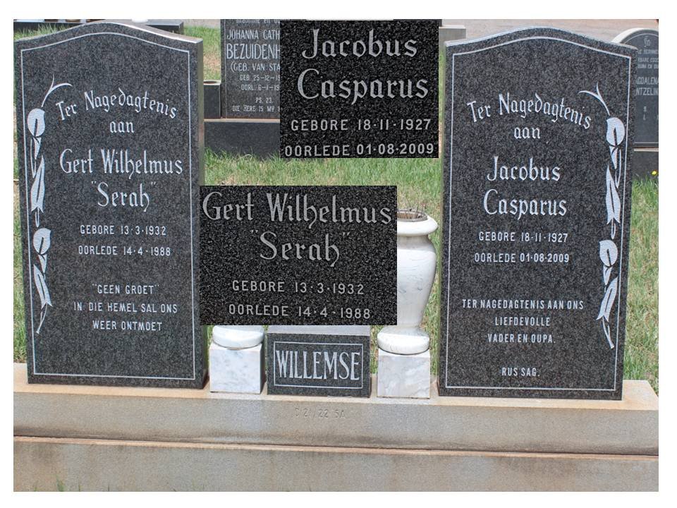 WILLEMSE Jacobus Casparus 1927-2009 :: WILLEMSE Gert Wilhelmus 1932-1988