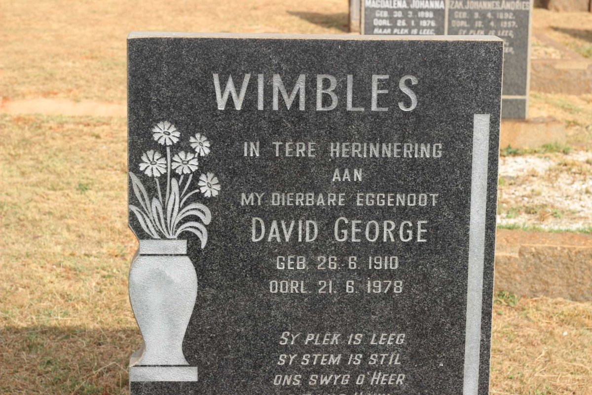 WIMBLES David George 1910-1978