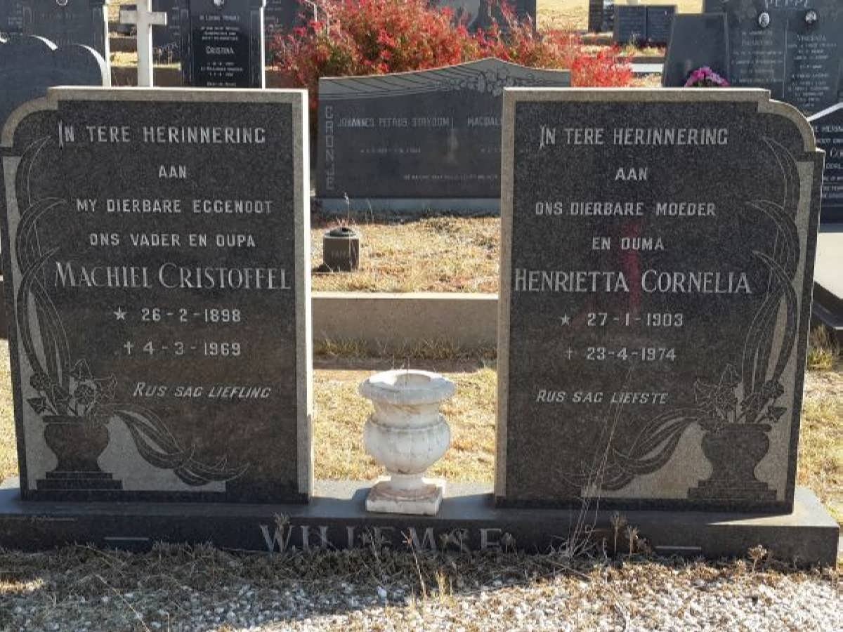 WILLEMSE Machiel Christoffel 1898-1969 &amp; Henrietta Cornelia 1903-1974