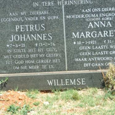 WILLEMSE Petrus Johannes 1921-1976 &amp; Anna Margaretha KORB 1921-1998