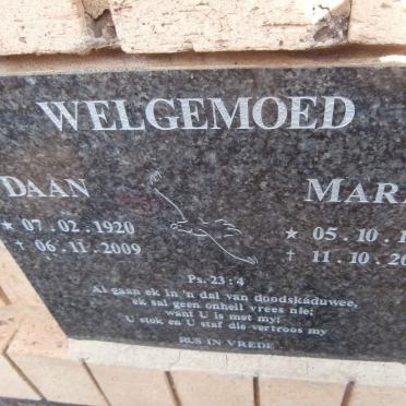 WELGEMOED Daan 1920-2009 &amp; Marie 1924-2005