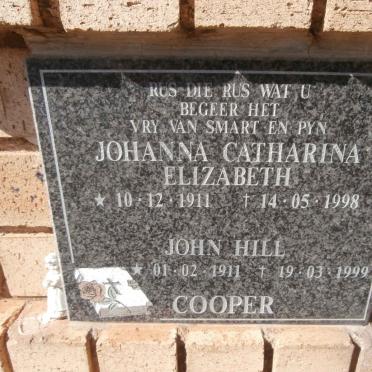 COOPER John Hill 1911-1999 &amp; Johanna Catharina Elizabeth 1911-1998