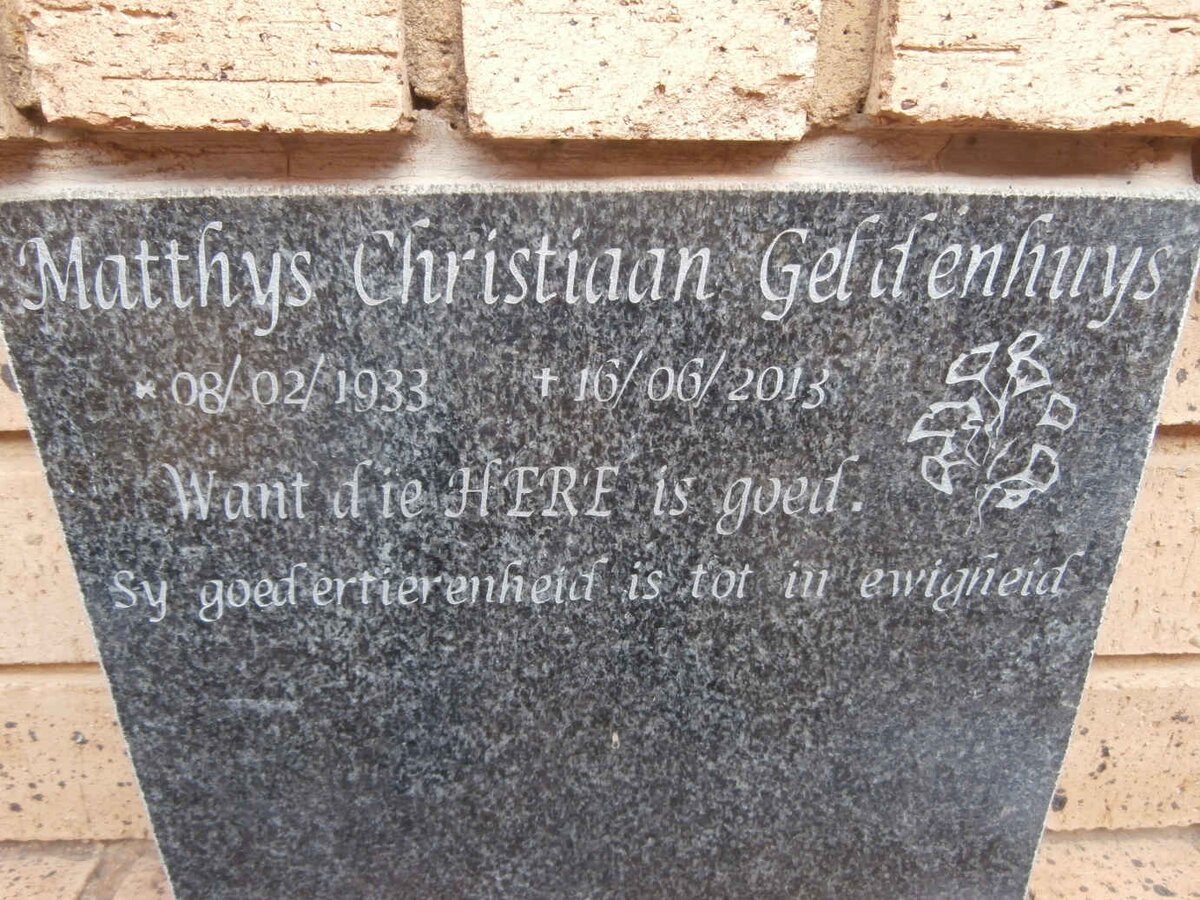 GELDENHUYS Matthys Christiaan 1933-2013