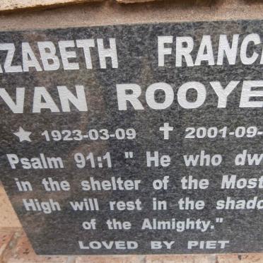 ROOYEN Elizabeth Francenia, van 1923-2001