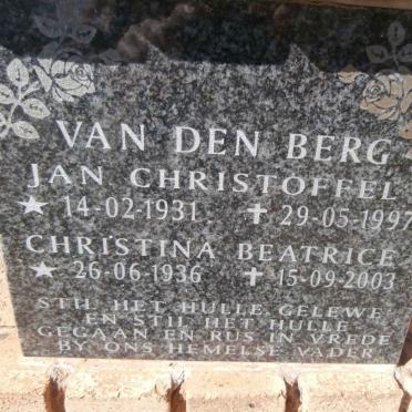 BERG Jan Christoffel, van den 1931-1997 &amp; Christina Beatrice 1936-2003