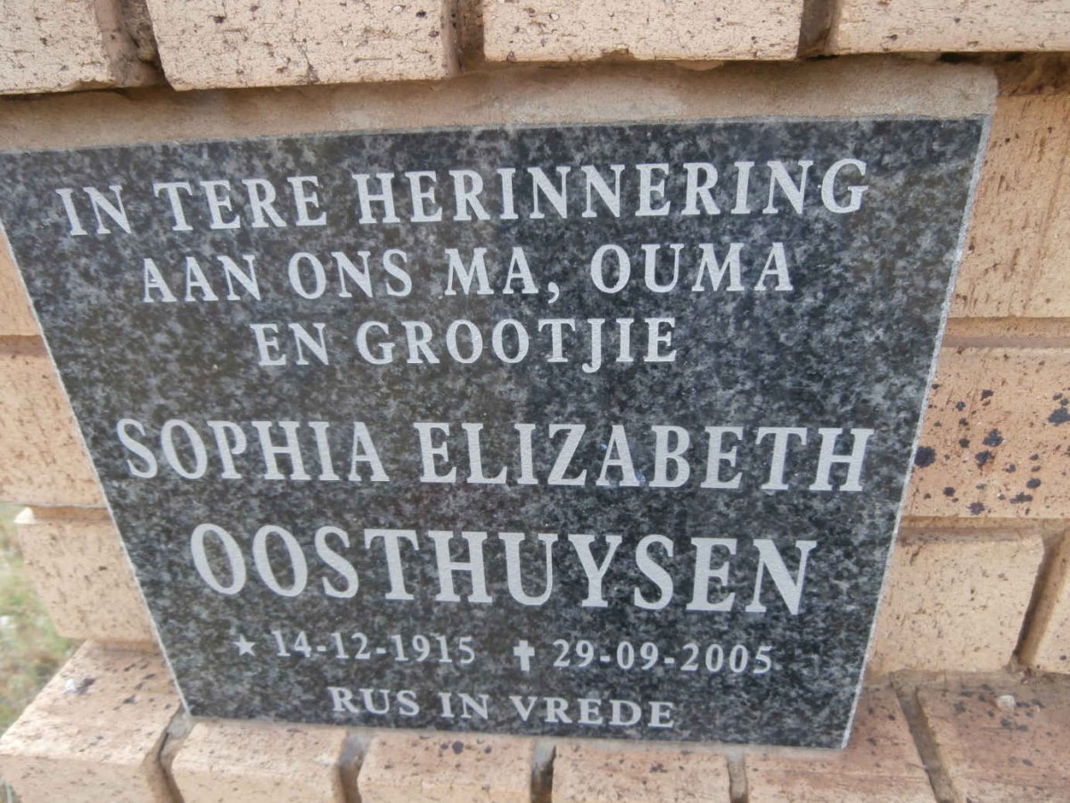 OOSTHUYSEN Sophia Elizabeth 1915-2005