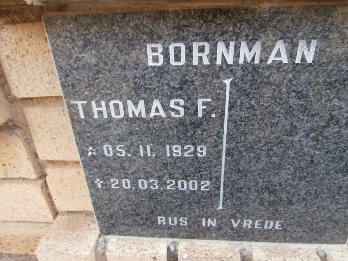 BORNMAN Thomas F. 1929-2002