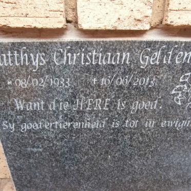 GELDENHUYS Matthys Christiaan 1933-2013