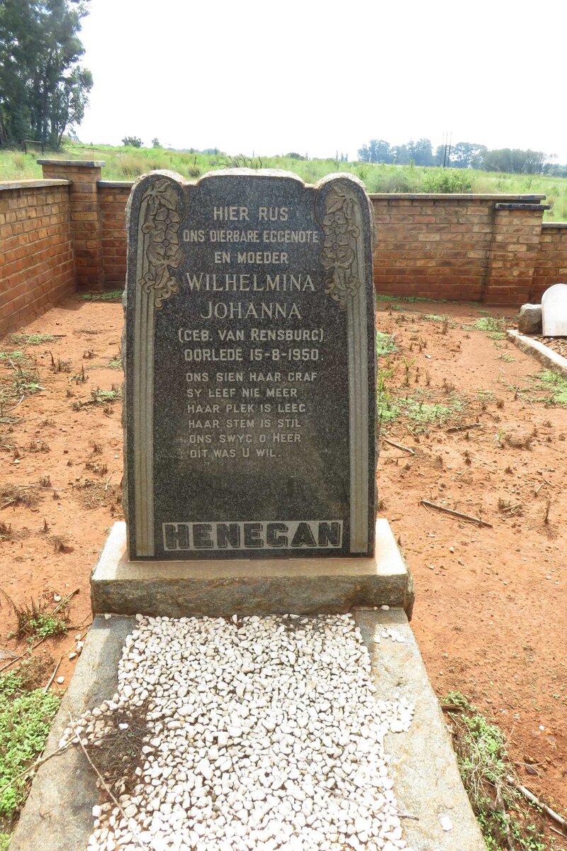 HENEGAN Wilhelmina Johanna nee VAN RENSBURG -1950