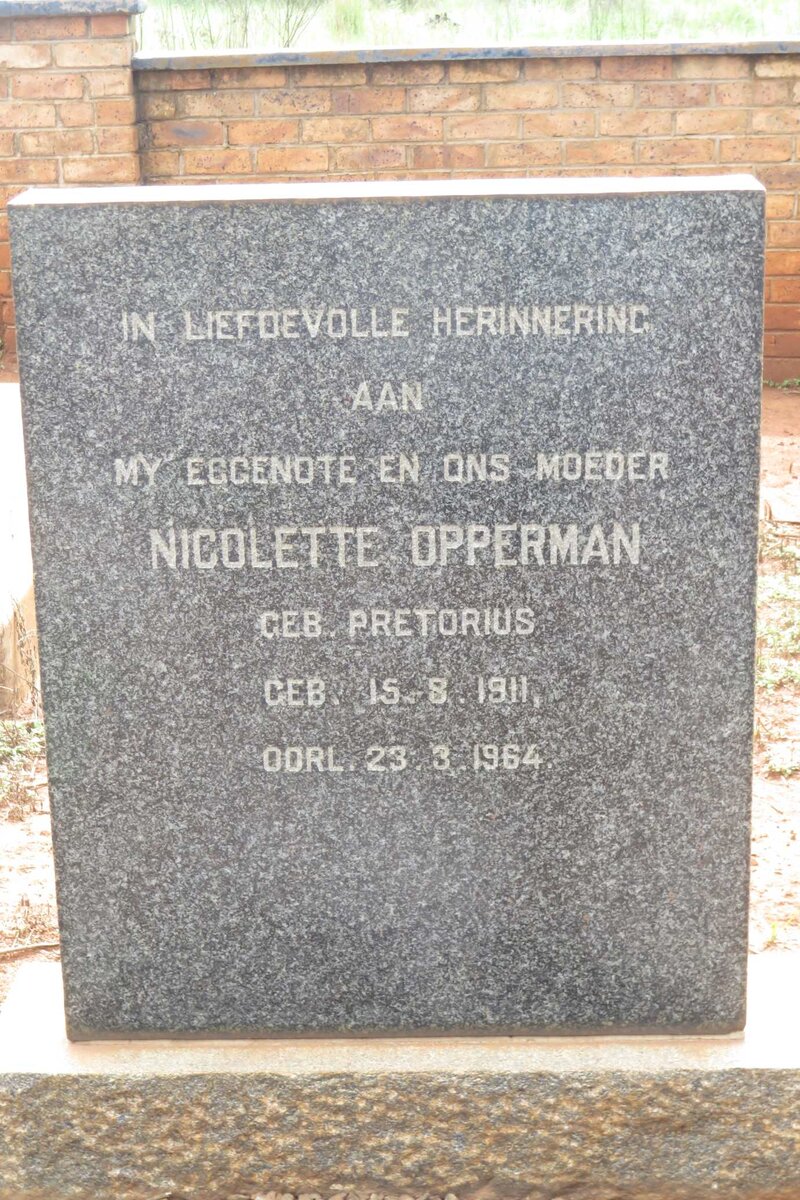 OPPERMAN Nicolette nee PRETORIUS 1911-1964