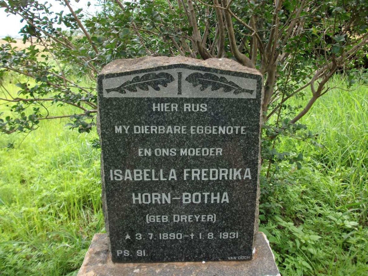 BOTHA Isabella Fredrika, Horn nee DREYER 1890-1931