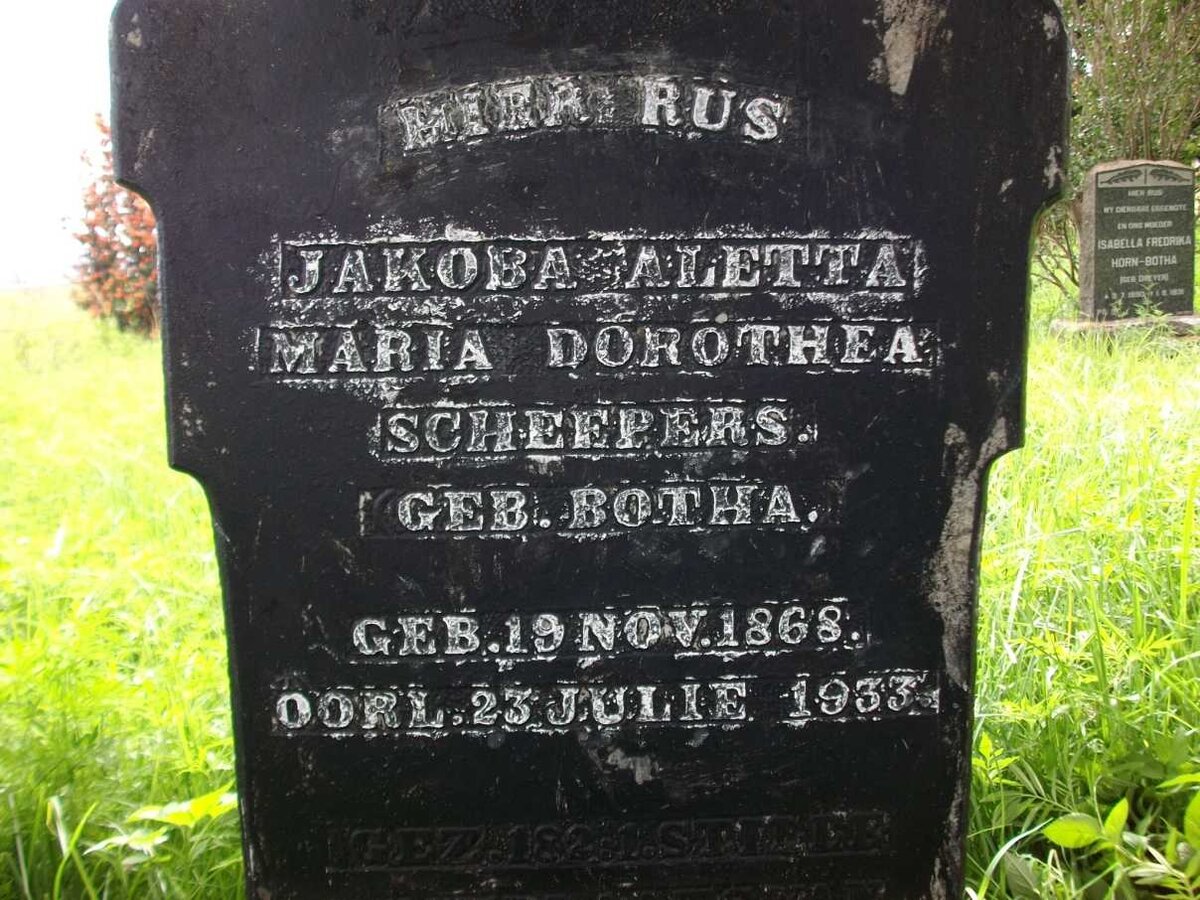SCHEEPERS Jakoba Aletta Maria Dorothea nee BOTHA 1868-1933