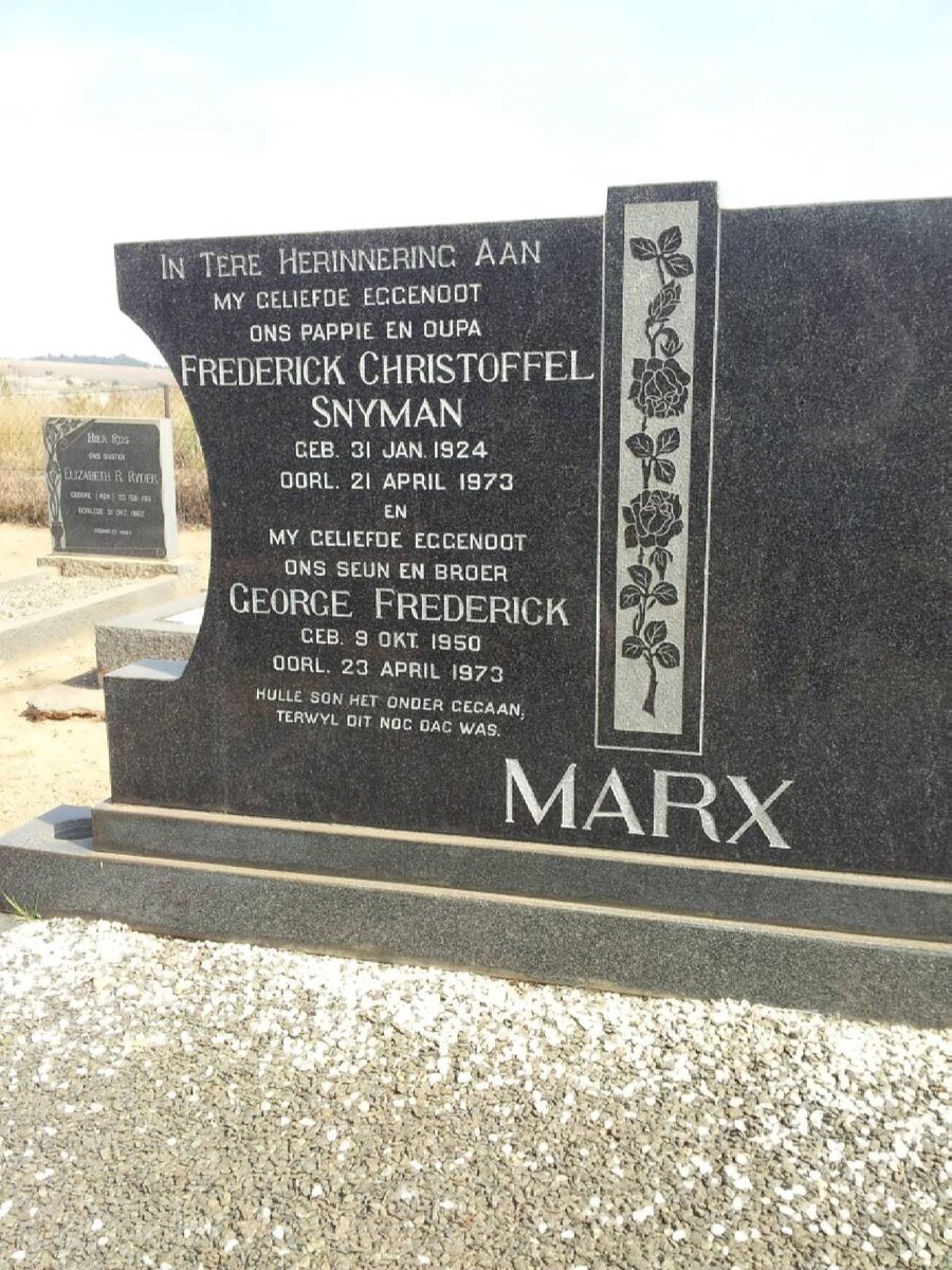 MARX Frederick Christoffel Snyman 1924-1973 :: MARX George Frederick 1950-1973