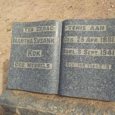 KOK Martha Susanna nee WESSELS 1881-1941
