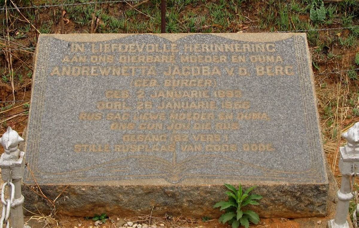 BERG Andrewnetta Jacoba, v.d. nee BURGER 1893-1956