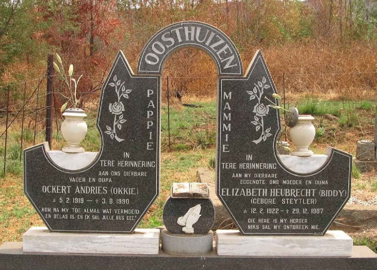 OOSTHUIZEN Ockert Andries 1919-1990 &amp; Elizabeth Heubrecht STEYTLER 1922-1987
