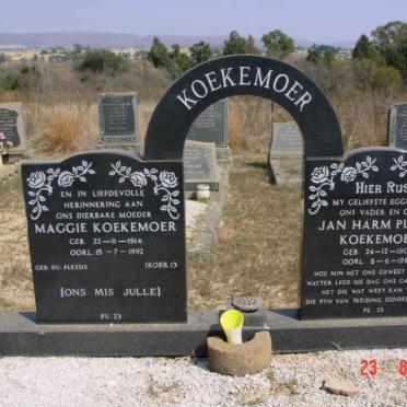 KOEKEMOER Jan Harm Plessie 1909-1983 &amp; Maggie DU PLESSIS 1914-1992