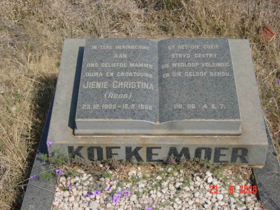 KOEKEMOER Jienie Christina nee ROOS 1905-1986